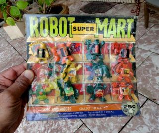 Complete Set Robot Mart Gumball Vending Machine Toys 1988