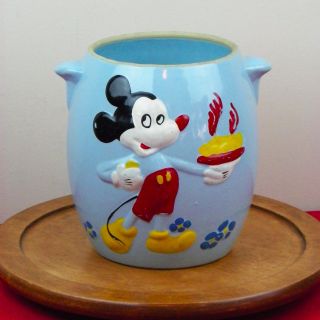 Vintage Mickey Mouse Flaming Cake Cookie Jar 1950 