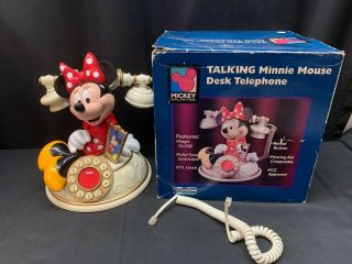 Disney Telemania " Minnie Mouse " Desk Telephone W/original Box