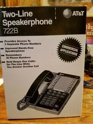 Nos Vintage At&t Two - Line Speakerphone 722b Commercial Features