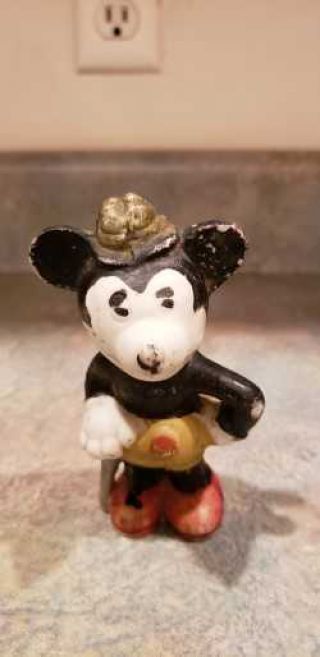Vintage Walt E Disney Made In Japan Mickey Mouse Bisque Figurine 1930s