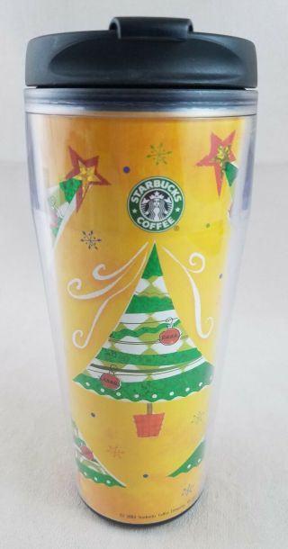 Starbucks Coffee Barista Travel Tumbler Mug 16 Oz Christmas Tree 2002 - 03 Sparkle