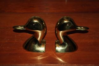 Vintage Virginia Metalcrafters Solid Brass Duck Bookends,  Hallmarked