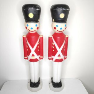 Set Of 2 Vintage Empire 31 " Christmas Lighted Blow Mold Toy Soldier Nut Cracker