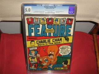 Feature Comics 23 8/1939 Cgc 5.  0 Charlie Chan/quality Comics