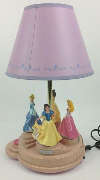 Vintage Disney Princess Musical Carousel Lamp Animated Night Light Pink