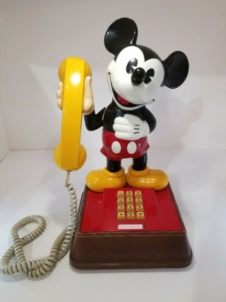 Vintage 1970s Mickey Mouse Phone Disney Push Button Character Telephone