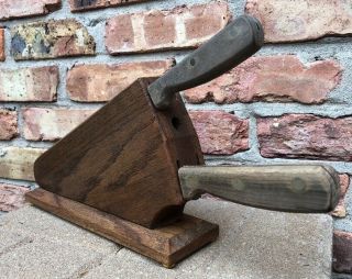 Vintage Case Xx Solid Wood 5 Slot Knife Block W/2 Case Knives 6” & 8”