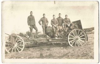 Ww1 World War 1 France French 75 Mm.  Gun & U.  S.  Army Soldiers Rppc C.  1918