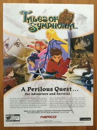 Official Tales Of Symphonia Gamecube 2006 Vintage Poster Ad Art Print Promo Rpg