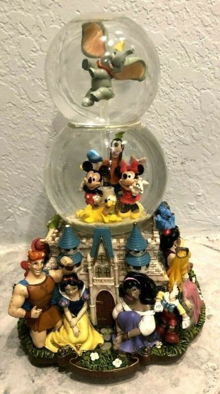 Once Upon A Dream Disney World Character Parade Double Snow Globe Castle 12 "
