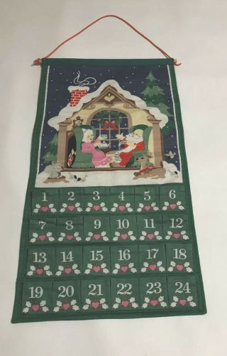 Vintage Avon Christmas Countdown Fabric Advent Calendar No Mouse