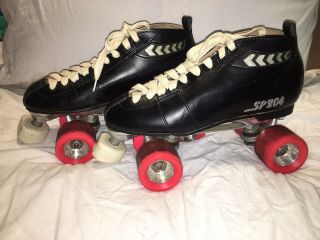 Vintage Sp204 Quad Roller Derby Skates Black Zinger Speed Wheels Men’s Size 9