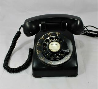 Vintage 1962 Black Bell Rotary Telephone Metal Dial In