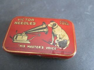 Tin Box Of Victor Needles By Victor Talking Machine Co.  Old Advertising