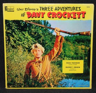 Walt Disney Three Adventures Of Davy Crockett Record Album Lp Factory