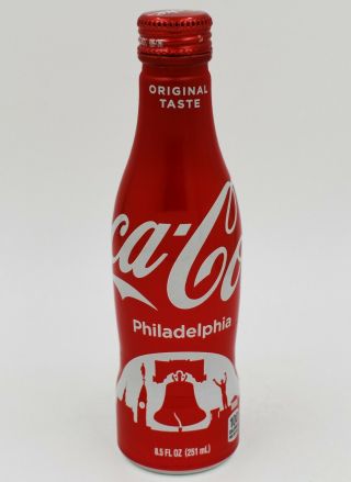 Full Philadelphia Liberty Bell / Rocky Statue Aluminum Coca Cola Bottle Coke