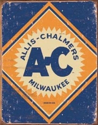 Allis Chalmers Logo Tractor Farm Plow Distressed Retro Vintage Wall Decor Sign