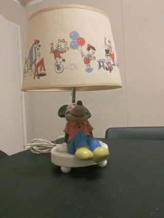 Vintage Walt Disney Production Mickey Mouse Table Lamp/ Night Light With Shade