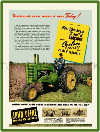 John Deere Model A And B Tractors Ad 9 " X 12 " Aluminum Sign