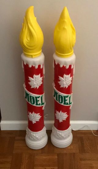 2 Vintage General Foam Noel Candle Lighted Blow Mold Yard Decorations 39