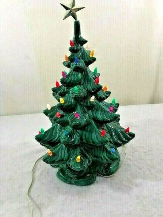 Ceramic Christmas Tree Atlantic Mold Multi Color Lights 17 Inch W Base Vintage