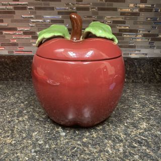 Red Apple Ceramic Glazed Cookie Jar