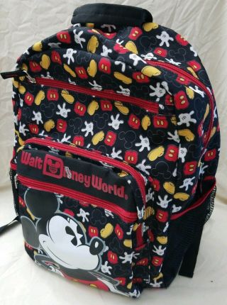 Walt Disney World Disney Park Mickey Mouse Black Backpack School Bag 4 Pockets