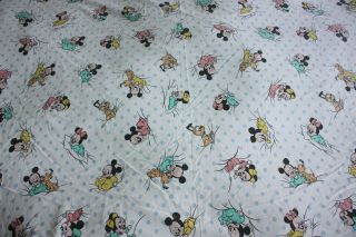 Vintage Cti Disney Babies Fabric Curtain Mickey Minnie Pluto French Damages