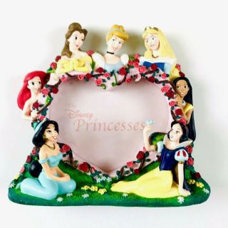 Disney Vintage Princesses Heart Shaped Floral Photo Picture Frame Ceramic