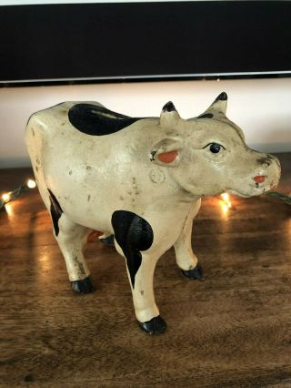 Vintage Rare Cast Iron Holstein Dairy Cow Piggy Bank - Hubley?