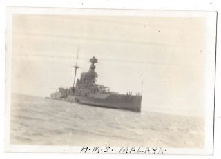 Hms Malaya At Sea - Vintage Photograph C1930