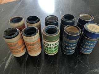 10 Edison Amberola Cylinder Records With Cases