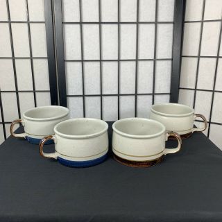 Otagiri Hand Crafted In Japan Chili/Soup Mugs Blue And Brown Set Of 4 2