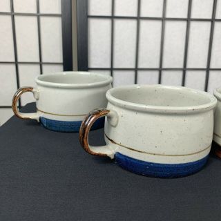 Otagiri Hand Crafted In Japan Chili/Soup Mugs Blue And Brown Set Of 4 3