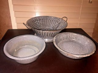 Antique Enamel Graniteware Dishes - Authentic Vintage Camping Enamelware