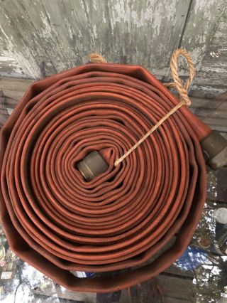 Vintage Fire Hose 50’ Long 1 1/2” With Seco Fittings