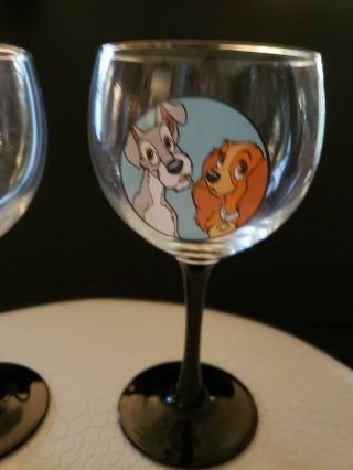 Disney Gallery Wine Glasses - Lady and the Tramp - Set of 2,  6 1/2 