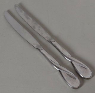 Oneida Aquarius Knife Solid Swirl Twist Handle Stainless Glossy Set Of 2 Knives