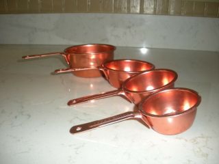 4 Vintage Aluminum Measuring Cups Copper Color Craft