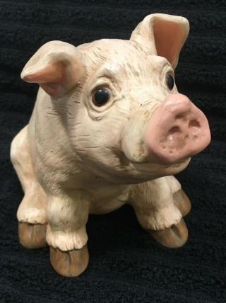 Lefton Seated Pig Piggy Bank 6 " Tall With Stopper Textured Figurine 1989 Zodiac