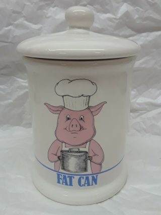 Vintage Bandwagon Pig Fat Can Ceramic Bacon Grease Can Jar Canister " Ship "