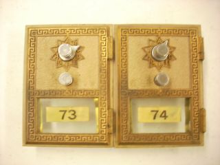 2 - Vintage 1966 Post Office Box Doors And Frame 73 & 74,  Made By National Lock