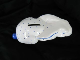Tiffany & Co.  Blue / White Porcelain Polka Dot Bunny Bank with Key 3