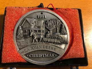1991 Pewter John Deere & Company Christmas Ornament W/box