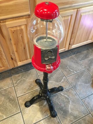 Carousel Gumball Machine Bank Glass Globe Cast Iron Stand Vending Machine 1985