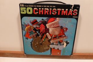 50 Christmas Favorites Box Set 45 Extended Play In Tote Playhour Nm