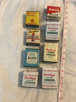 Vintage Spice Tin Cans Durkee,  Shurfine,  Finast,  Etc.
