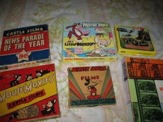 (6) 8mm Films Mickey Mouse Castle Films Spills Thrills News Parade Year 1945