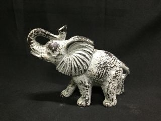 Cast Iron Antiqued White Elephant Door Stop,  Paper Weight Or Statue